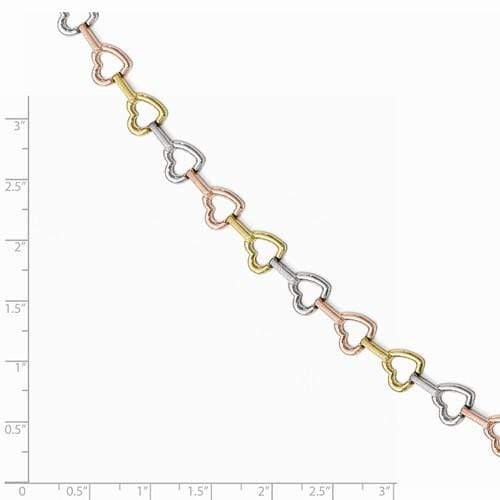 Capri_Q Bracelet Tri-Color Heart Bracelet 10K