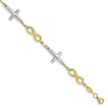 Load image into Gallery viewer, Capri_Q Bracelet Two-Tone Polished Cross And Infinity Bracelet 10K