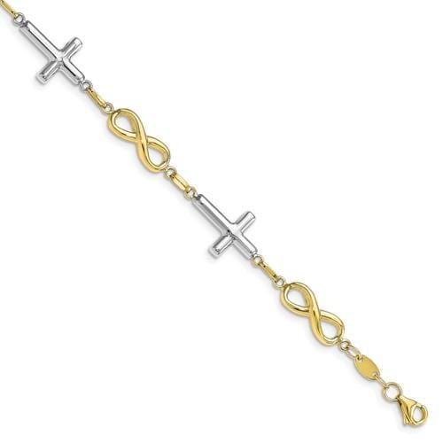 Capri_Q Bracelet Two-Tone Polished Cross And Infinity Bracelet 10K