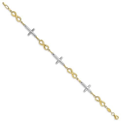 Capri_Q Bracelet Two-Tone Polished Cross And Infinity Bracelet 10K