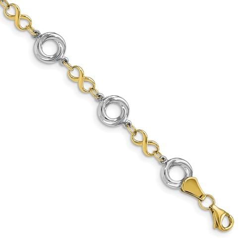 Capri_Q Bracelet Two-Tone Polished Textured Infinity Bracelet 10K