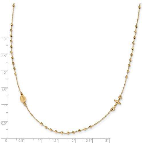 Capri_Q Necklace Polished 16in Cross Rosary Necklace 14K