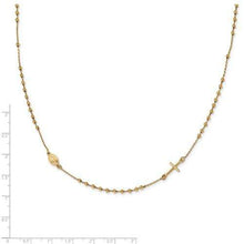 Load image into Gallery viewer, Capri_Q Necklace Polished 16in Cross Rosary Necklace 14K