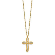 Load image into Gallery viewer, Capri_Q Necklace Polished Cross CZ Necklace 14K