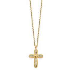 Capri_Q Necklace Polished Cross CZ Necklace 14K