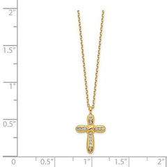 Capri_Q Necklace Polished Cross CZ Necklace 14K