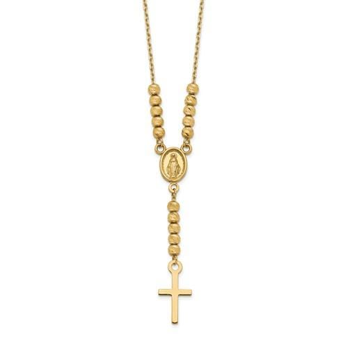 Capri_Q Necklace Yellow Gold Diamond Cut Miraculous Medal Necklace 14K