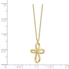 Capri_Q Pendant Ribbon Cross CZ Slide Necklace 14K