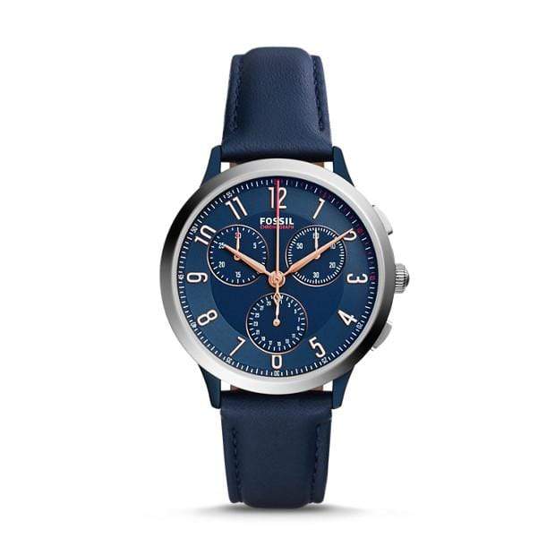Fossil Watches Fossil Abilene Chronograph Blue Leather Watch 34mm CH3072P