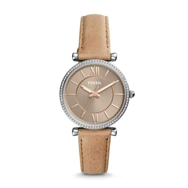 Fossil Watches Fossil Carlie Three-Hand Sand Leather Watch 35mm ES4343P