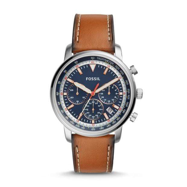 Fossil Watches Fossil Goodwin Chronograph Light Brown Leather Watch 44mm FS5414P