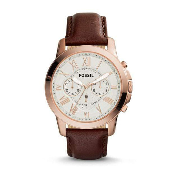 Fossil Grant Chronograph Brown Leather Watch 44mm FS4991P Capri