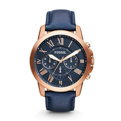 Fossil Watches Fossil Grant Chronograph Navy Leather Watch 44mm FS4835IEP