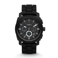 Fossil Watches Fossil Machine Chronograph Black Silicone Watch 45mm FS4487P