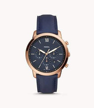Load image into Gallery viewer, Fossil Watches Fossil Neutra Chronograph Navy Leather Watch 44mm FS5454