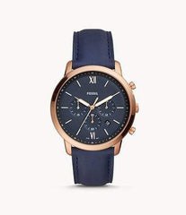 Fossil Watches Fossil Neutra Chronograph Navy Leather Watch 44mm FS5454