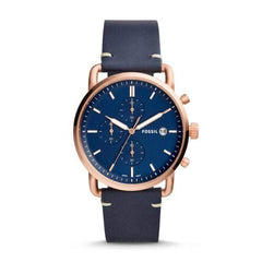 Fossil Watches Fossil The Commuter Chronograph Navy Leather Watch 42mm FS5404