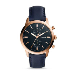Fossil Watches Fossil Townsman Chronograph Navy Leather Watch 44mm FS5436P