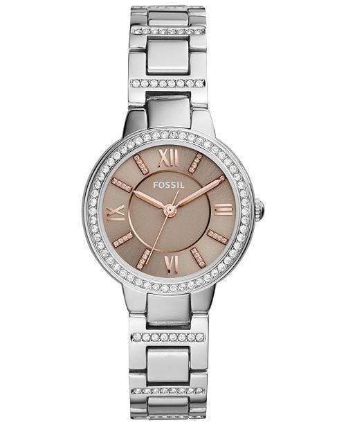 Fossil Watches Fossil Women's Virginia Crystal Stainless Steel Bracelet Watch 30mm ES4147