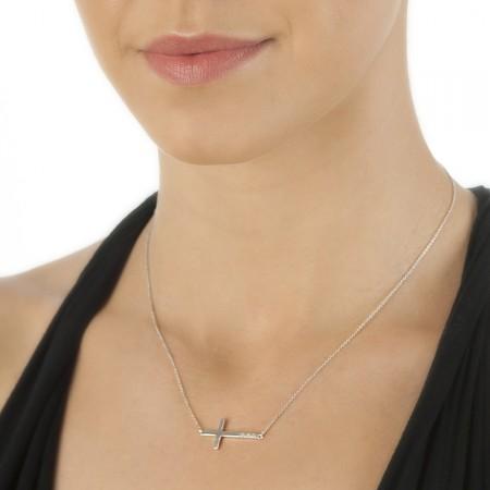 Sideways Diamond Cross Necklace – Gempress®
