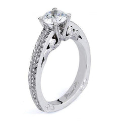 Michael M Engagement Ring Michael M Scroll Pattern Diamond Engagement Ring R576-1 18K